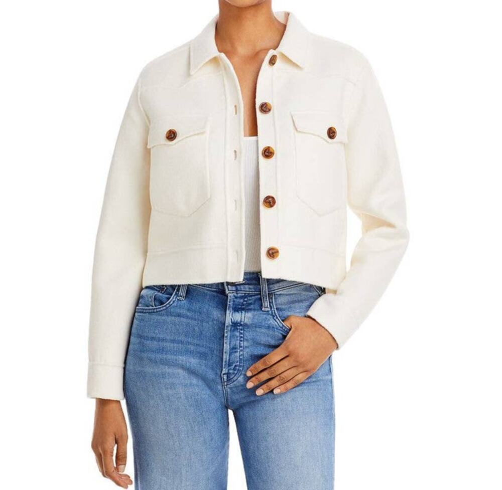 Rails Easton Cream Wool Blend Cropped Shirt Jacket (Size M)